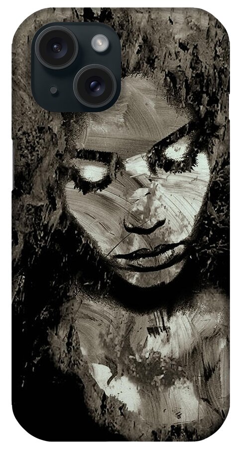 Marian Voicu iPhone Case featuring the digital art Melancholy and the Infinite Sadness Black and White by Marian Voicu
