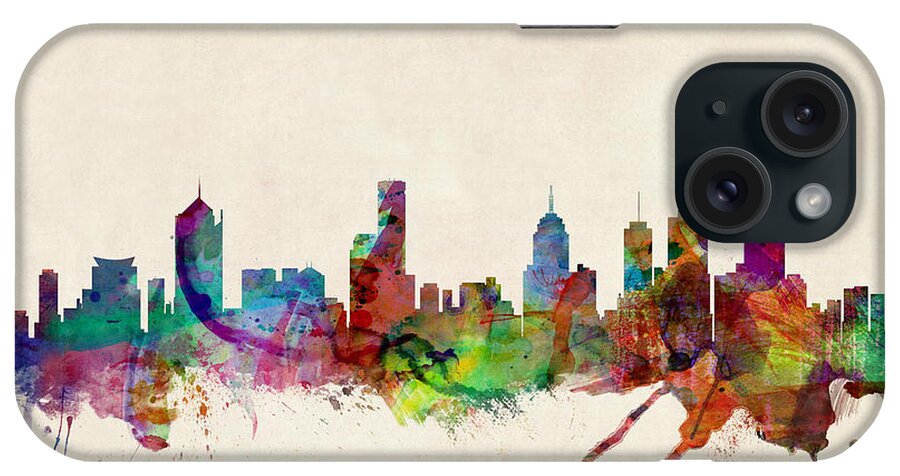 Melbourne iPhone Case featuring the digital art Melbourne Skyline by Michael Tompsett