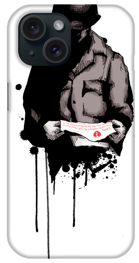 Army iPhone Case featuring the drawing Memorial by Ludwig Van Bacon