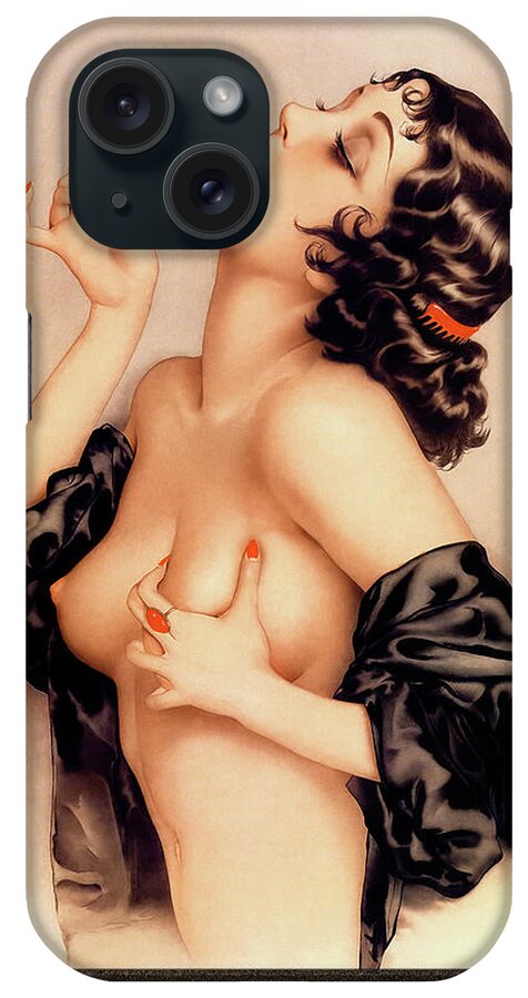 Memories Of Olive iPhone Case featuring the painting Memories of Olive by Alberto Vargas Vintage Pin-Up Girl Art by Rolando Burbon