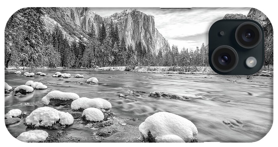 Black & White iPhone Case featuring the photograph Merced River Yosemite by Rudy Wilms