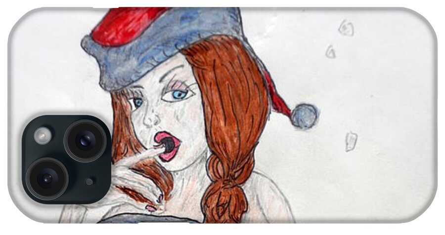 Pinup iPhone Case featuring the drawing Merry Christmas by Brent Knippel
