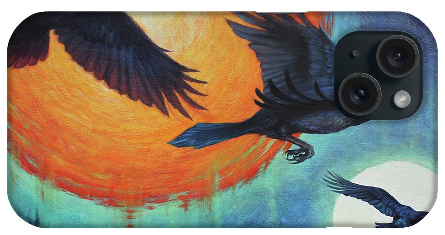 Raven iPhone Case featuring the painting Messengers of Change by Lucy West