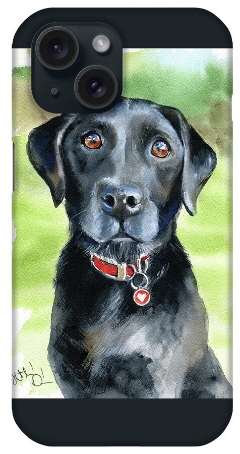Dog iPhone Case featuring the painting Mia Black Dog Painting by Dora Hathazi Mendes