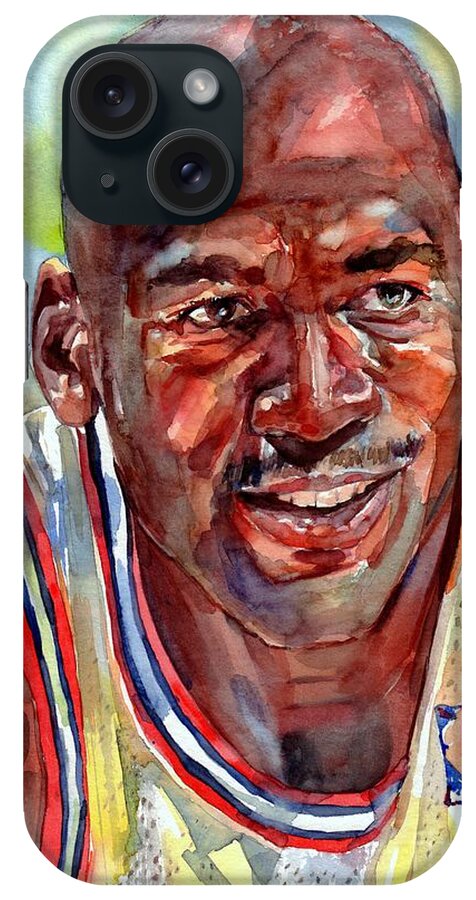 Michael Jordan iPhone Case featuring the painting Michael Jordan Portrait by Suzann Sines