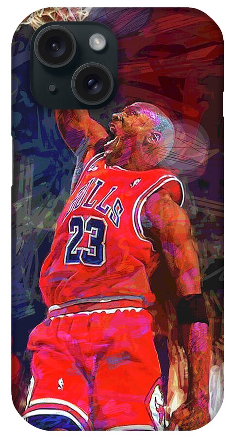  iPhone Case featuring the painting Michael Jordan Scores by David Lloyd Glover