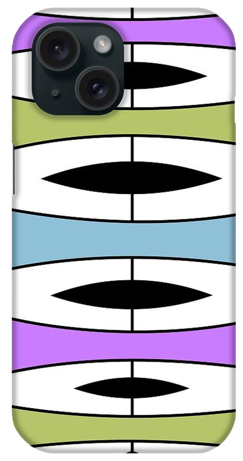 Mid Century Modern iPhone Case featuring the digital art Mid Century Modern Trapezoids in Cool Colors by Donna Mibus