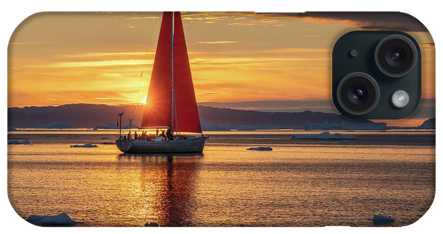 Greenland iPhone Case featuring the photograph Midnight sun in Greenland by Anges Van der Logt