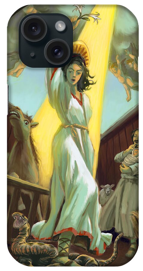 Nativity iPhone Case featuring the digital art Mighty Mother Mary by Don Morgan