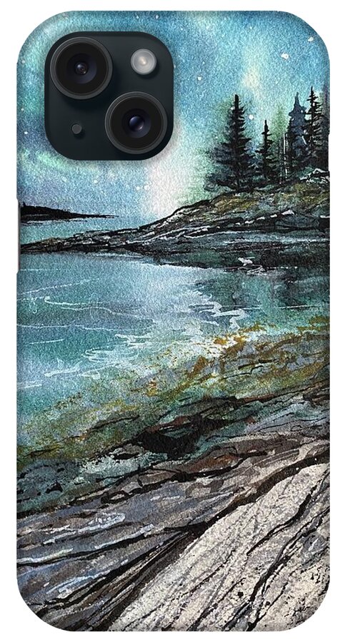 Landscape iPhone Case featuring the painting Milky Way over Maine by Kellie Chasse