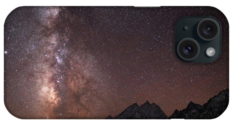 Milky Way iPhone Case featuring the photograph Milky Way ovr the Grand Tetons by Jean Clark