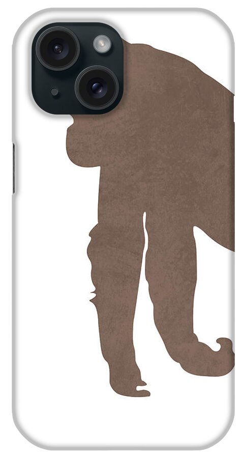 Gorilla iPhone Case featuring the mixed media Minimal Gorilla Silhouette - Scandinavian Nursery Decor - Animal Friends - For Kids Room - Brown by Studio Grafiikka