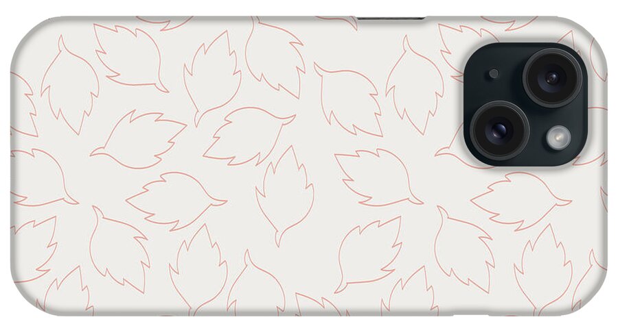 Pattern iPhone Case featuring the digital art Minimal Leaf Pattern - Off White by Studio Grafiikka