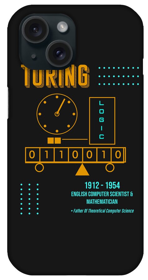 Turing iPhone Case featuring the digital art Minimal Science Posters - Alan Turing 01 - Mathematician, Computer Scientist by Studio Grafiikka
