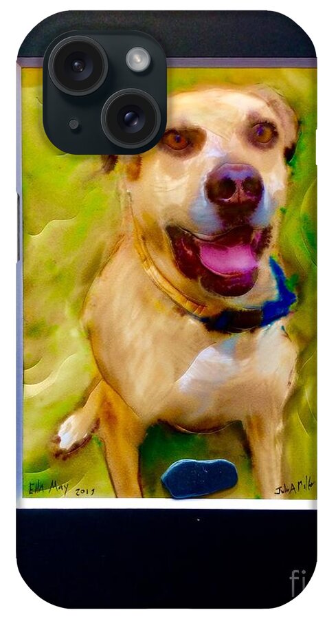 Dog Mans Best Friend Canine iPhone Case featuring the painting Miss Ella May I by FeatherStone Studio Julie A Miller