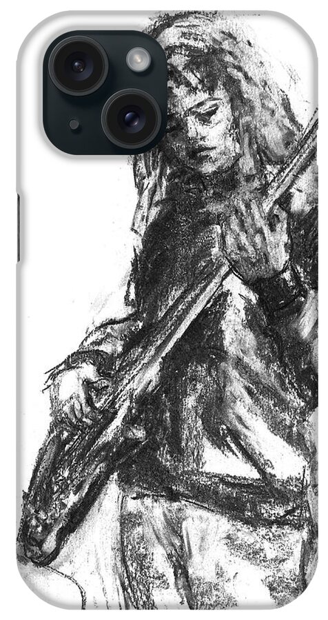 Bass iPhone Case featuring the drawing Miss Ibanez 1 by Barbara Pommerenke