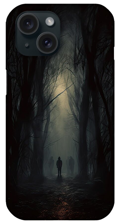 Dark Art iPhone Case featuring the painting Missing in the Darkness - Where Shadows Dance by Lourry Legarde