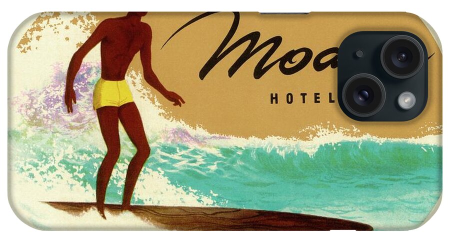 Surf iPhone Case featuring the drawing Moana Hotel Luggage Label by Vintage Posters