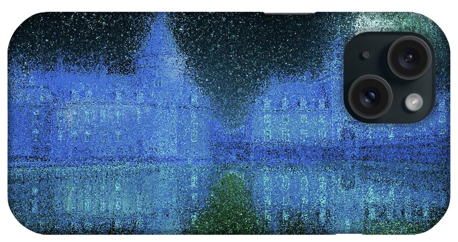 Castle iPhone Case featuring the painting Moated castle on a moonlit night by Alex Mir