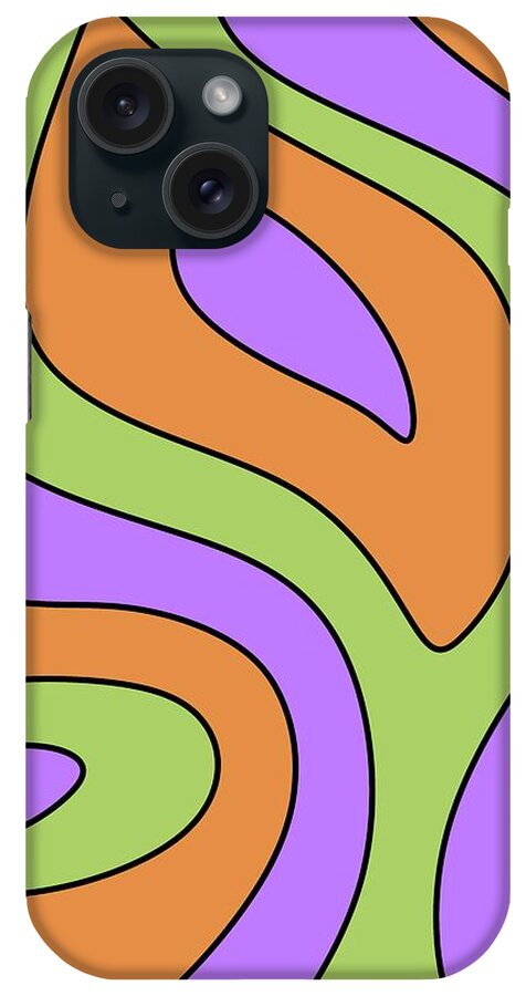 Modern iPhone Case featuring the digital art Mod Abstract in Orange Green and Purple by Donna Mibus