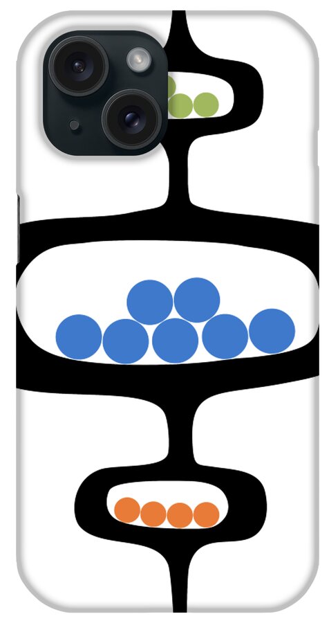 Mid Century Pods iPhone Case featuring the digital art Mod Pod 1 with Circles by Donna Mibus