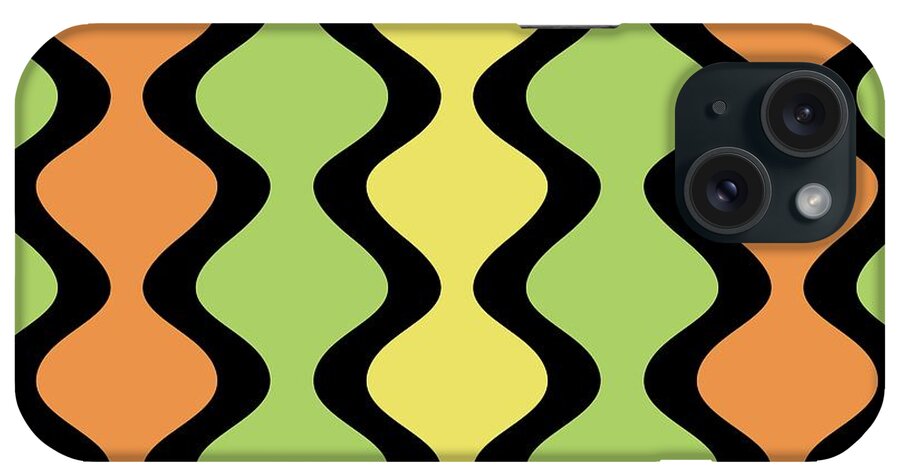 Modern iPhone Case featuring the digital art Mod Waves on Green by Donna Mibus