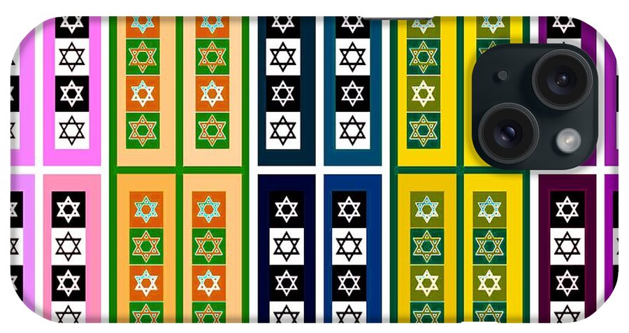 Judaica iPhone Case featuring the painting JUDAICA Modern Mezuzahs #2 by Sandra Silberzweig