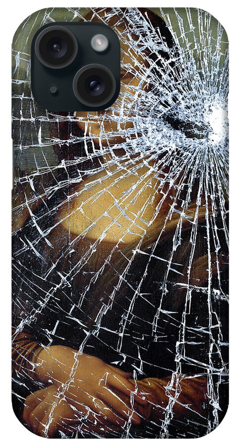 Accident iPhone Case featuring the digital art Mona Lisa Shattered Repost by Brian Carson