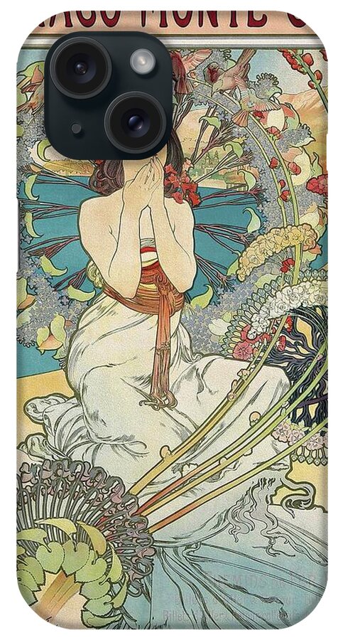 Posters For Sale iPhone Case featuring the painting Monaco Monte Carlo 1897 Mucha Art Nouveau Poster by Vincent Monozlay