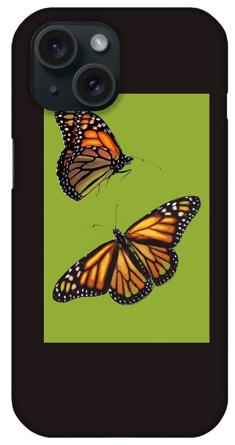 Nature iPhone Case featuring the mixed media Monarch Pair by Judy Cuddehe