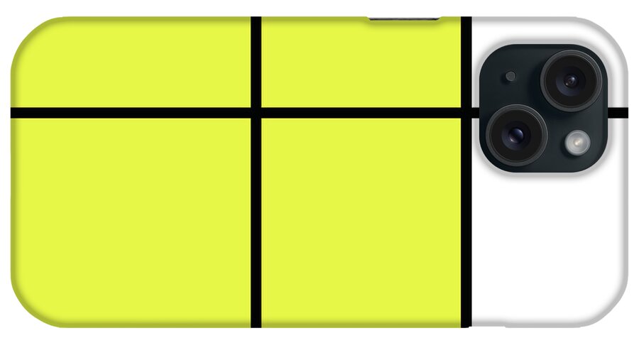Pattern iPhone Case featuring the digital art Mondrian Pattern 2 - Minimal Colorful Geometric Pattern - Yellow by Studio Grafiikka