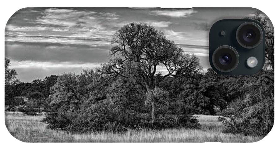 Central iPhone Case featuring the photograph Monochrome Dreamy Prairie in Canyon Lake Potter's Creek- Comal County Texas Hill Country by Silvio Ligutti