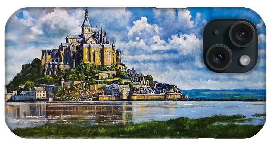  iPhone Case featuring the painting Mont Saint Michel, France by Raouf Oderuth