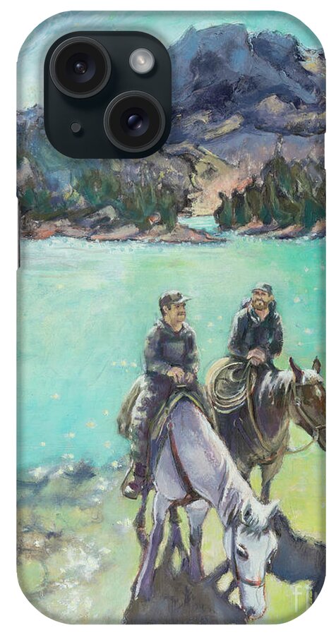 Montana iPhone Case featuring the painting Montana on Horseback by PJ Kirk