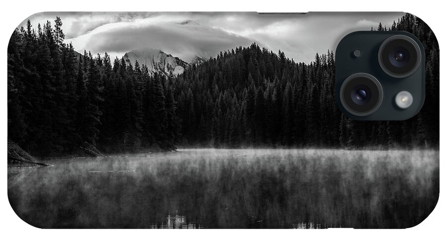 Moody Black And White Lake Reflection iPhone Case featuring the photograph Moody Black And White Lake Reflection by Dan Sproul