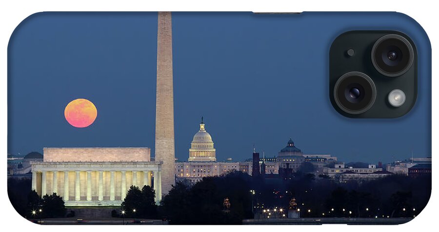 Snow Moon iPhone Case featuring the photograph Moon Rise over the District of Columbia by Art Cole