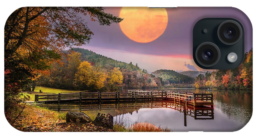 Carolina iPhone Case featuring the photograph Moon Rising over the Lake by Debra and Dave Vanderlaan