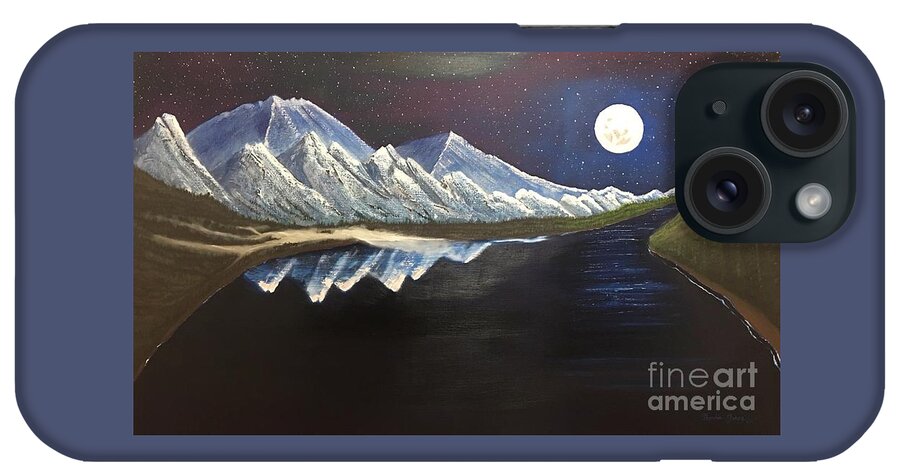 Oil Painting iPhone Case featuring the painting Moonlight Bay by Thomas Janos