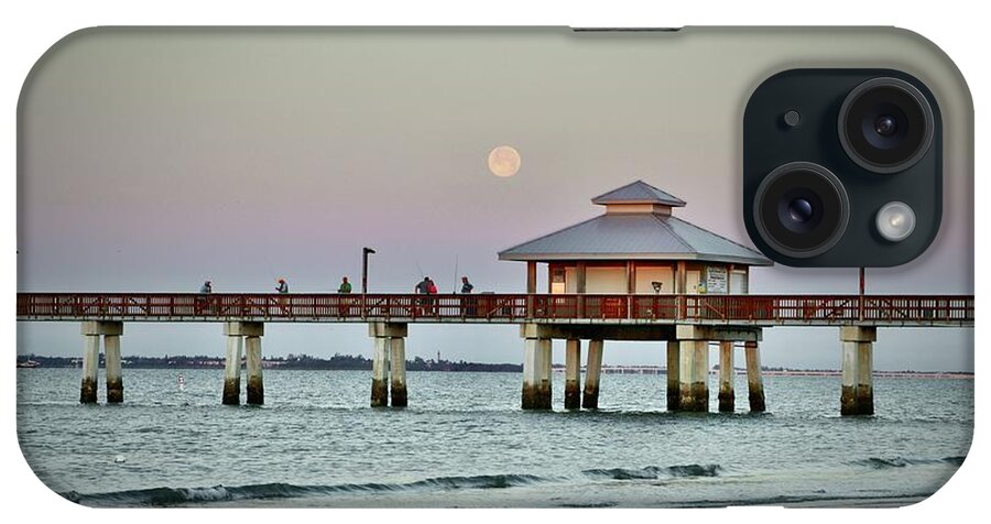 Moon iPhone Case featuring the photograph Moonset Fort Myers Beach by Sarah Lilja