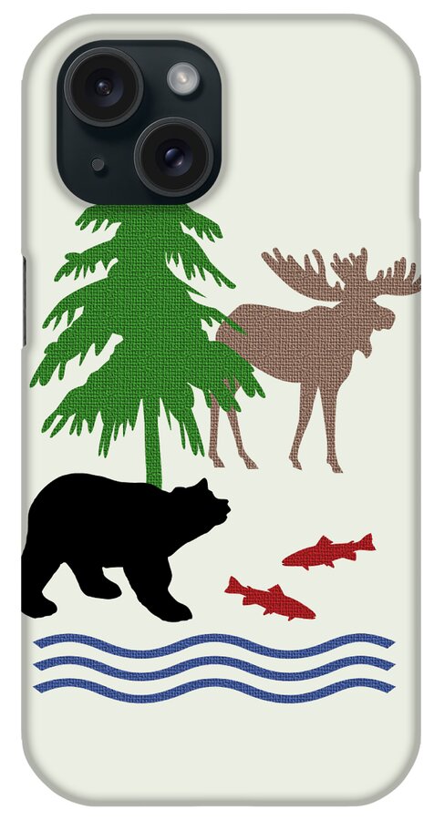 And Bear iPhone Case featuring the mixed media Moose and Bear Pattern Art by Christina Rollo