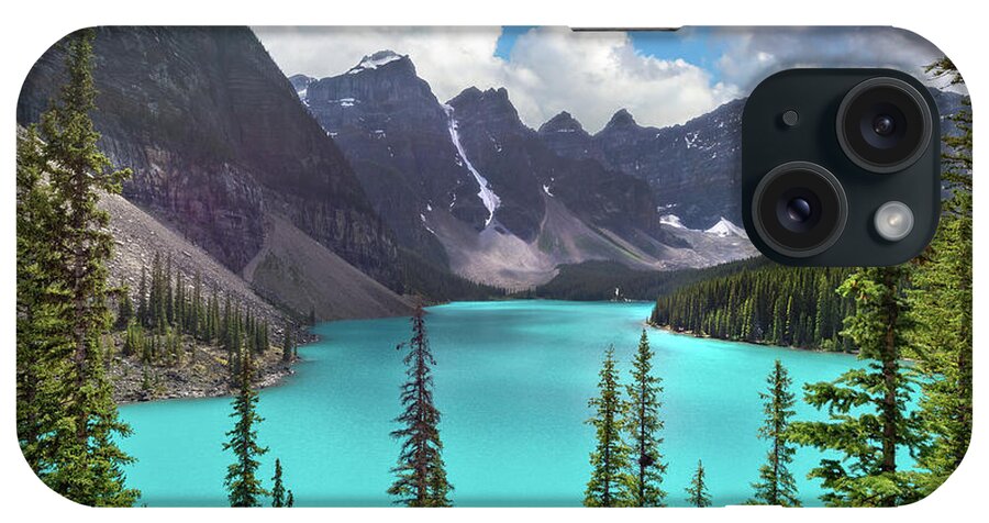 Moraine iPhone Case featuring the photograph Moraine lake, Banff National Park by Delphimages Photo Creations