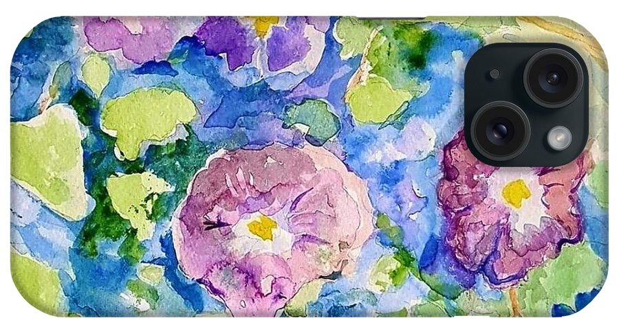 Gardens iPhone Case featuring the painting Morning Glories #2 by Julie TuckerDemps