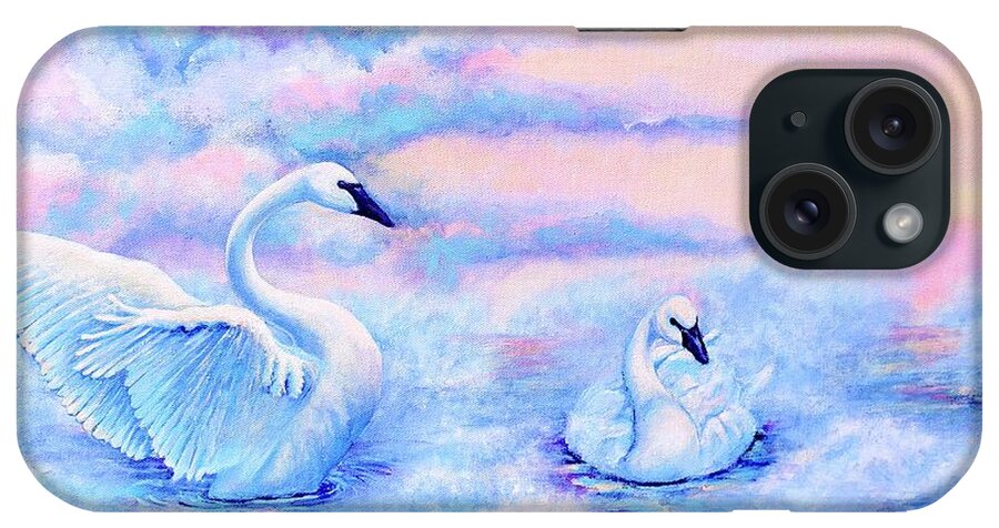 Swans iPhone Case featuring the painting Morning Has Broken by Trish Taylor Ponappa