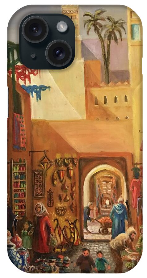 Morocco iPhone Case featuring the painting Moroccan Street Scene by Yvonne Ayoub