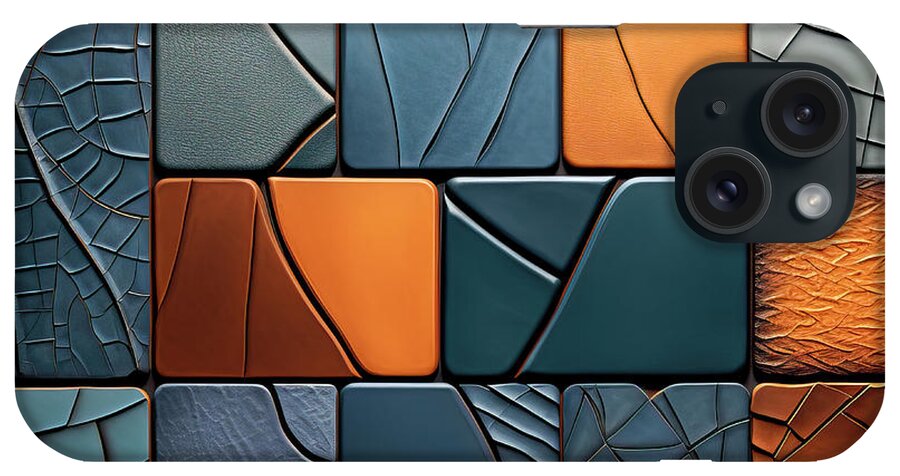 Leather Tiles iPhone Case featuring the digital art Mosaic of Hues - A Symphony in Leather - AI Art by Chris Anson