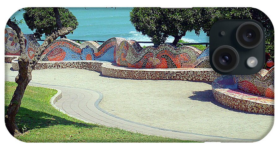 Parque Del Amor iPhone Case featuring the photograph Mosaic Wall By The Sea, Lima Peru by Karen Zuk Rosenblatt