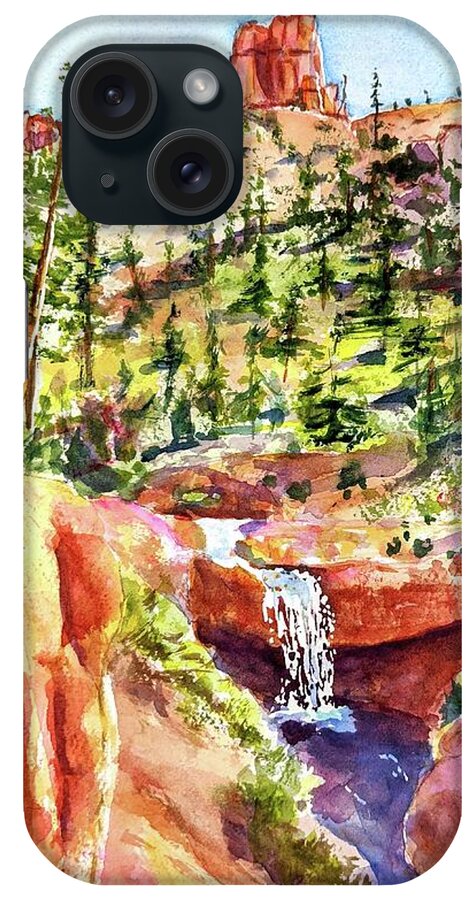 Utah iPhone Case featuring the painting Mossy Cave Trail Bryce Canyon Utah by Carlin Blahnik CarlinArtWatercolor