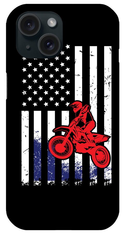 Veterans Day iPhone Case featuring the digital art Motocross American Flag Dirt Bike by Jacob Zelazny