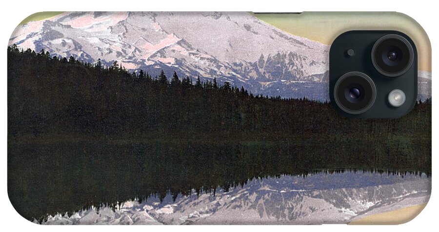 Mt Hood iPhone Case featuring the photograph Mount Hood from Lost Lake - Circa 1900 Photochrom by War Is Hell Store