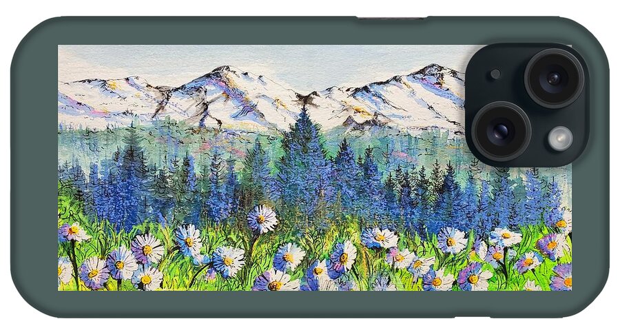 Mountains iPhone Case featuring the painting Mountain Blues by Diane Phalen